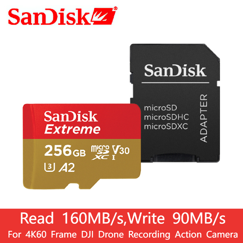 SanDisk 100% 오리지널 SanDisk Extreme 메모리 카드 32GB 64GB 128GB 256GB SDHC 클래스 10 U3 마이크로 SD TF 카드 10 년 보증